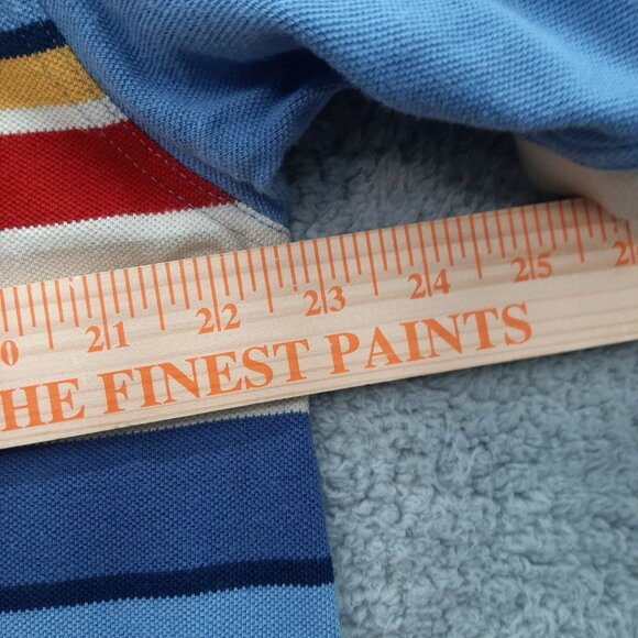 Pendleton Mens Striped Blue Polo Shirt With Yosemite Park Blanket Patch Size XL - Picture 4 of 6